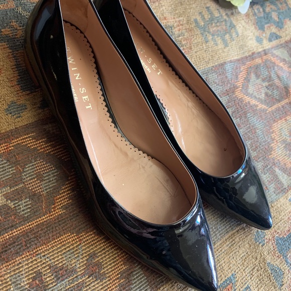 Simona Barbieri Twin-Set Black Patent  flats - Picture 1 of 5